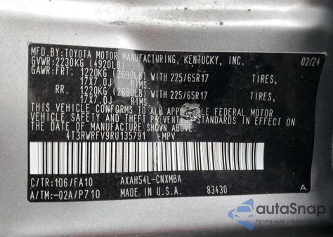 2024 Toyota Rav4 Xle from USA, damaged, VIN 4T3RWRFV9RU135791